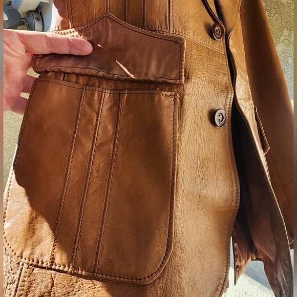 Vintage Pioneer Wear Leather Blazer - sz 38 - Picture 9 of 12
